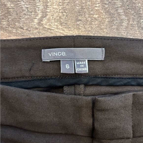 Vince Ponte Stretch Knit Chocolate Brown Leggings Pants Flat Front Waist Size 6 - Picture 2 of 7